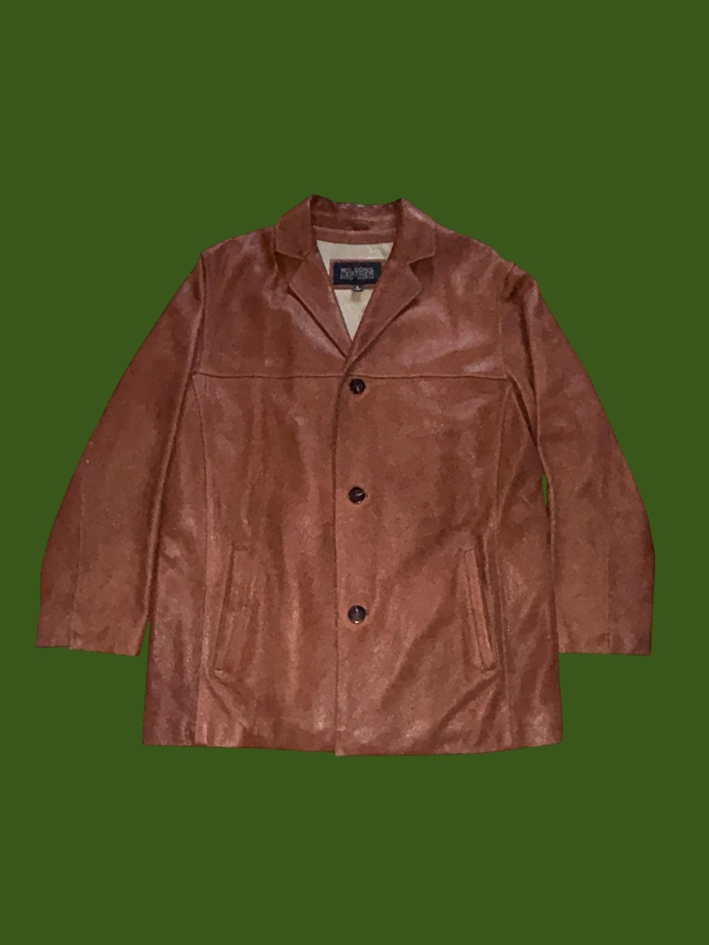 Vintage 90s Wilsons Brown Leather Pelle Studio Car Coat Jacket Size Large